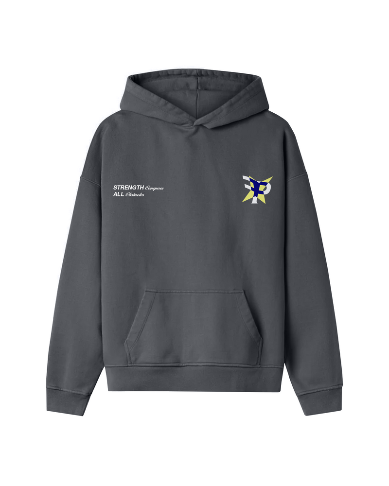 STRENGTH CONQURES ALL OBSTACLES OVERSIZED RETRO HOODIE