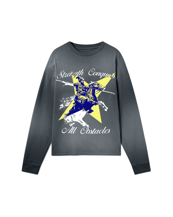STRENGTH CONQURES ALL OBSTACLES OVERSIZED LONG SLEEVE