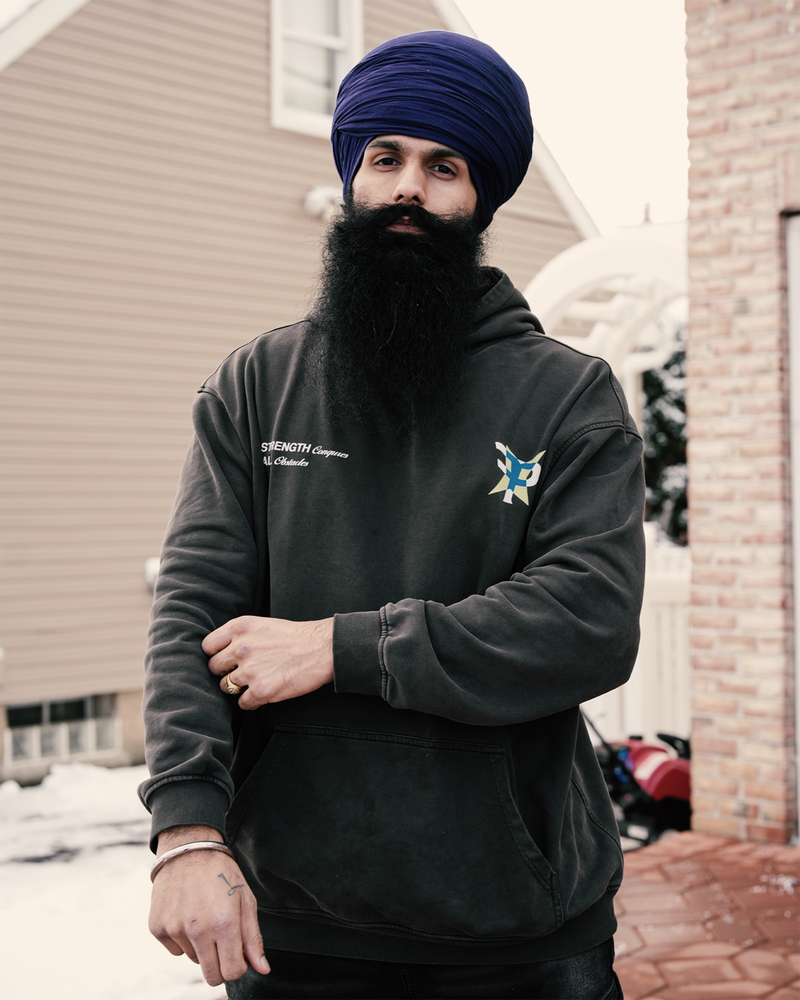 STRENGTH CONQURES ALL OBSTACLES OVERSIZED RETRO HOODIE
